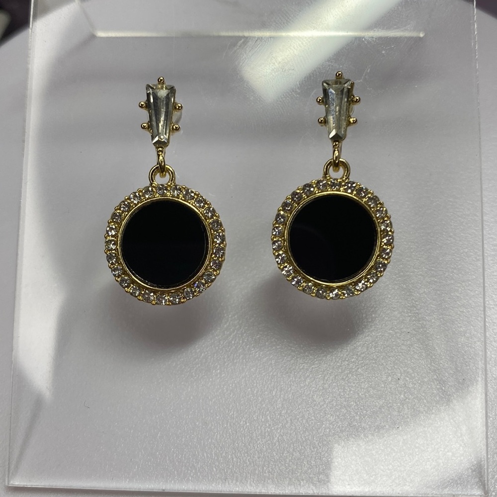 Black circle dangle earrings